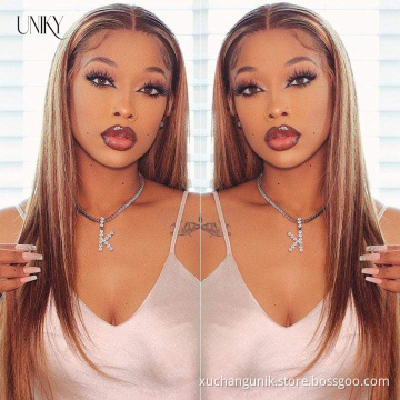 Ombre Blonde Highlights Color 13x6 Deep part Lace Front Human Hair Wigs 150% Density glueless human hair wigs for black women